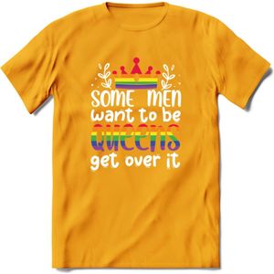 Some Men Are Queens | Pride T-Shirt | Grappig LHBTIQ+ / LGBTQ / Gay / Homo / Lesbi Cadeau Shirt | Dames - Heren - Unisex | Tshirt Kleding Kado | - Geel - XL