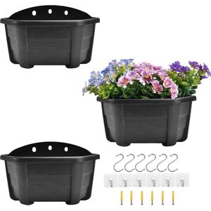 25cm Muur Opknanging Plantenbakken Plastic Retro Stijl Reling Opknanging Plantenbakken voor Balkon Hek Tuin Outdoor Indoor - Donkere Koffie