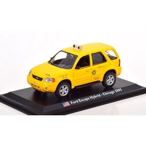 Ford Escape Hybrid Chicago 2005 Taxi (Geel) (15cm) 1/43 Atlas - Modelauto - Schaalmodel - Modelauto - Miniatuurauto - Miniatuur autos