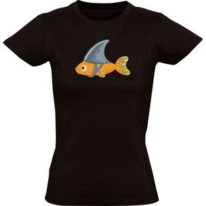Vis met een haaienvin Dames T-shirt - zee - dieren - vakantie - boot - surfen - vissen - zwemmen - verjaardag - huisdier - visser - humor - grappig