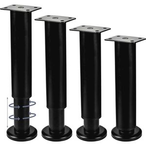 Verstelbare Meubelpoten 12-18 cm - 4 Stuks Zwart - Hulp voor Stabiele Meubels