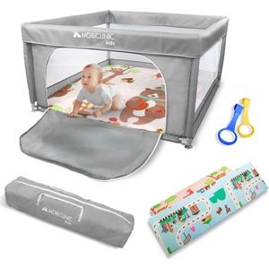 Opvouwbare Kinderbox met Wendbare Speelmat - 2-in-1 Baby Laufstall 125x125cm, Ademend en Wasbaar