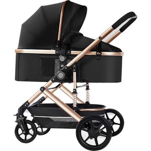 OFMOTRA 2-in-1 Kinderwagen - Opklapbare Wandelwagen - Kwalitatieve Buggy - Lichtgewicht - Zwart - 0-36 Maanden