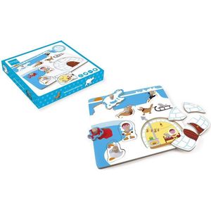Scratch Puzzel: Puzzelmix Eskimo Met 6 Knoppuzzels En Een 4-Delige Puzzel In 2 Lagen