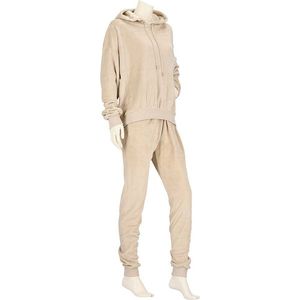 Huispak Dames Effen Beige Fleece - Loungewear - Maat L/XL