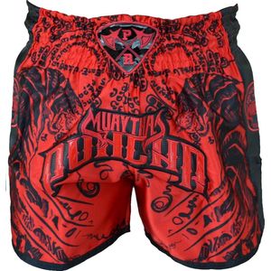 PunchR™ Sak Yant Tiger Muay Thai Short Rood Zwart XL = Jeans Maat 36