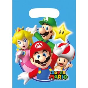 18x stuks Super Mario verjaardag thema feestzakjes/cadeauzakjes/snoepzakjes/uitdeelzakjes