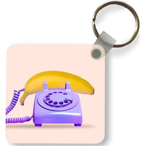 Sleutelhanger - Uitdeelcadeautjes - Banaan - Telefoon - Paars - Geel - Plastic