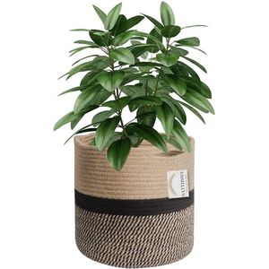 Geweven Plantenmand met Voering voor Binnen - Opvouwbare Katoenen Plantenpot voor 7 Inch Potten
