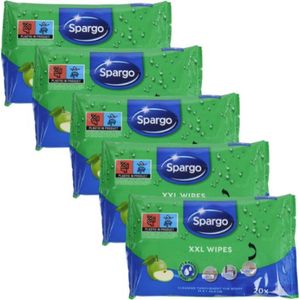 Spargo - vochtige schoonmaakdoekjes XXL - 5 x 20 stuks - Met frisse appelgeur