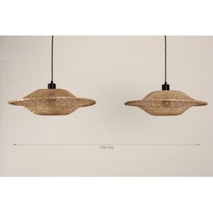 Lumidora Hanglamp 31244 - 2 Lichts - E27 - Zwart - Bruin - Naturel - Metaal