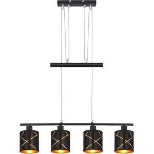 Hanglamp 4-lichts met prachtige lampenkappen | E27 | Zwart | Woonkamer | Eetkamer