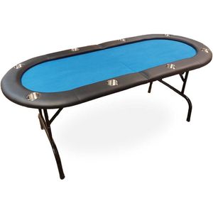 Opvouwbare Pokertafel blauw - 184cm x 84cm x 75cm - 2 tot 8 spelers