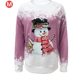 Livano Kersttrui - Dames - Foute Kersttrui - Christmas Sweater - Kerst Sweater - Christmas Jumper - Pyjama - Pullover - Sneeuwpop - Roze - Maat M