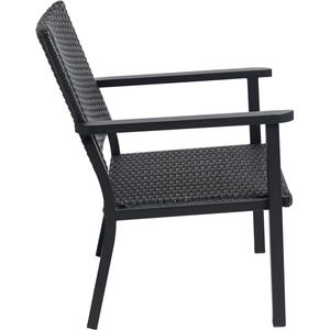 Lounge Stoel voor Buiten - Tuinstoel met Metaalframe - Weerbestendige Wicker - Zwart - Comfortabele Ligstoel voor Terras, Patio en Veranda - Perfect voor Buitenruimte - Ergonomisch Ontwerp - Luxe Tuinmeubilair