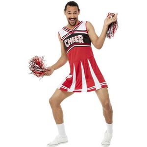 Smiffy's - Cheerleader Kostuum - Travestiet Cheerleader Kostuum Man - Rood - XL - Carnavalskleding - Verkleedkleding