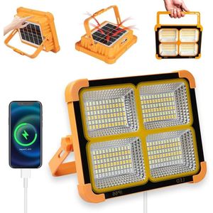 Oplaadbare werklamp op zonne-energie - Draagbare led-campinglamp 5 modi IP66 waterdicht