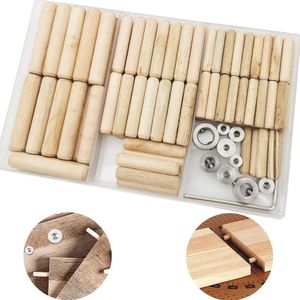 Houten pluggen assortiment - 6 mm/60 stuks, 8 mm/34 stuks, 10 mm/22 stuks, met centreerpunt en diepteaanslag met inbussleutel