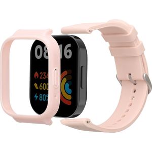 kwmobile smartwatch bandje geschikt voor Xiaomi Redmi Watch 3 Active band - Met schermrand sporthorloge bescherming - Silicone en kunststof in oudroze
