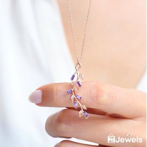 OZ Jewels Roségoud Gekleurde Zilveren Ketting met Synthetische Mystieke Topaas in Klavertje vier Design - Moederdag - Valentijnsdag - Cadeau - Mother's Day - Valentine's Day - Gift