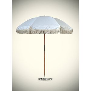 Parasol - Ibiza - Bali - 180x210cm -Ø180 cm Met franjes - inclusief bewaartas - Wit