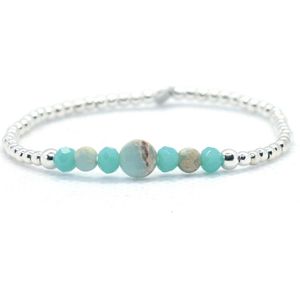 Heaven Eleven - Dames - armband - zilver 925 - turkoois - turquoise - 2,5mm - 16,75cm