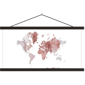 Wanddecoratie - Wereldkaart - Marmer - Koper - Schoolplaat - 120x60 cm - Textielposter - Textiel poster