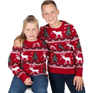 Foute Kersttrui Kinderen - Jongens & Meisjes - Christmas Sweater ""Gezellig Kerst Rood"" - Maat 170-176 - Kerstcadeau