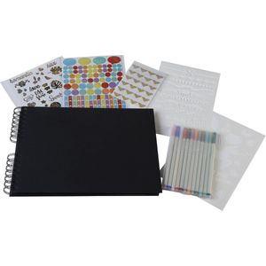 Scrapbook set - Fotoalbum, Kleurstiften, Stickers, Sjablonen, Voor volwassenen en kinderen - Plakboek album volwassenen met accessoires