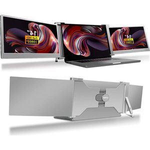 14 Inch FHD 1080P IPS Triple Draagbare Monitor - Drievoudige Laptopschermvergroter - Dubbele Schermweergave - Type C HDR - Plug-and-play - Meeste 12 Tot - Ruimte Grijs .