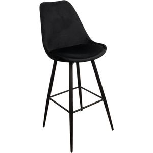 Lucy’s Living Luxe Barkruk LEAVE BAR Zwart– 51x58x117 cm - Barkrukken  - Barstoel Kruk - Barstoelen met rugleuning – Keukenstoel – stoelen - meubels