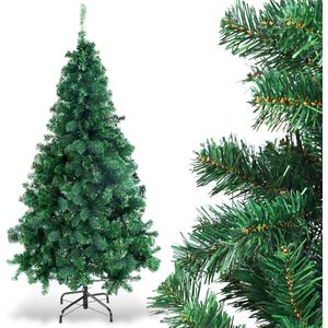 150/180/210/240 cm, kunstkerstboom, groen, dennenboom met metalen standaard, groene dennenkerstboom met pvc-takken, eenvoudige montage, feestelijke decoratie voor thuis (180 cm)