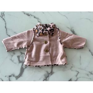 Baby meisjes jas imitatiebont panterprint roze 100% Polyester (2 kanten draagbaar) verkrijgbaar in de maten 56 t/m 86