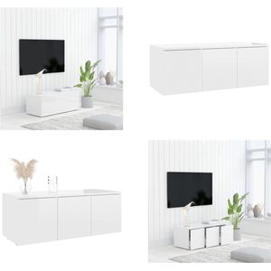 vidaXL Tv-meubel 80x34x30 cm spaanplaat hoogglans wit - Tv-meubel - Tv-meubels - Tv-meubelen - Tv-meubilair