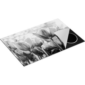 Chefcare Inductie Beschermer Oranje Rode Tulpen - Zwart Wit - 81,6x52,7 cm - Afdekplaat Inductie - Kookplaat Beschermer - Inductie Mat