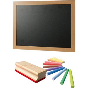Tender Toys Schoolbord/krijtbord - incl. 13 kleurrijke krijtjes - met wisser - 30 x 40 cm