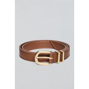Camelkleurige riem ‘Blossom’ met gegraveerd Polo Club-logo