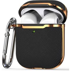 AirPods hoesjes van By Qubix AirPods 1-2 hoesje - Hardcase - Plated series - Zwart + Goud Airpods Case Hoesje voor Airpods Airpods 1 Airpods 2 Hoes