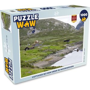 Puzzel Cottages bij een meer in Noorwegen - Legpuzzel - Puzzel 1000 stukjes volwassenen