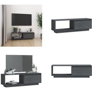 vidaXL Tv-meubel 110x30x33-5 cm massief grenenhout grijs - Tv-meubel - Tv-meubels - Tv-kast - Tv-kasten