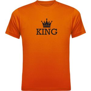 Oranje shirt Koningsdag: KING | Koningsdag kleding | Unisex | Oranje shirt dames | Oranje shirt heren | Maat XL