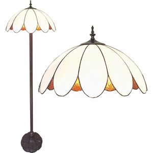 LumiLamp Tiffany Vloerlamp Ø 46x166 cm Wit Kunststof Glas Staande Lamp