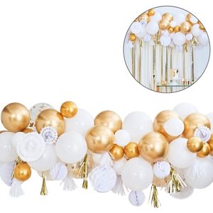Luxe Ballonnen Boog Goud Wit - 80 Stuks – Confetti Helium Ballonnen – Bruiloft Wedding Verjaardag Party Decoratie Thema Feest Ballonnenboog - GInger Ray - i-Presents