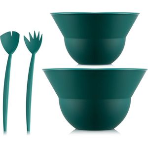 Bodum | Topee Bowls | Twee saladekommen / mengkommen en saladecouvert | 4,9 liter & 3 liter | Forest Green