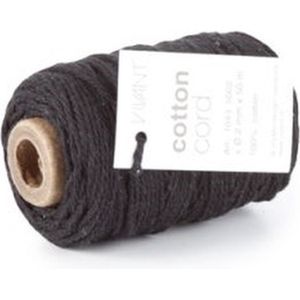 Cotton Cord / Katoen touw 50 meter zwart ø2mm