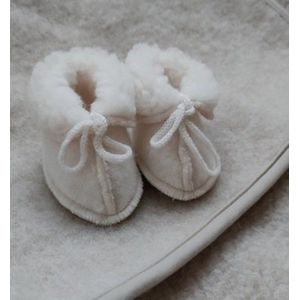 WOLLIES Amsterdam Baby Slofjes - 100% Merino Wol - Wit - 9,5cm - Maat 17