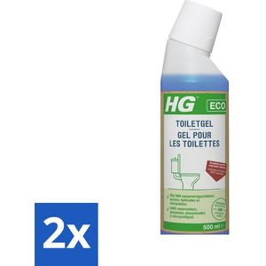 HG ECO - Toiletgel - Verwijdert Vuil & Kalkaanslag - 100% Recyclebare Materialen - 500 ml - Voordeelverpakking - 2 stuks