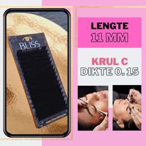 Wimpers - C Krul - Dikte 0.15 - Lengte 11 mm - 16 rijen in een tray - nepwimpers - one by one - wimperextension - C crul