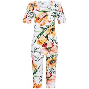 Oranje bloemen pyjama Ringella - Wit - Maat - 40