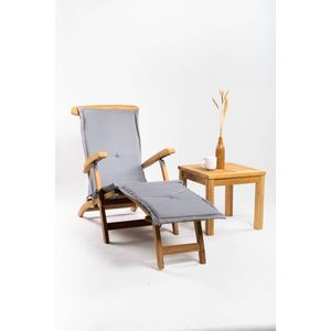 Deckchair zonder wielen met Vierkant tafeltje | Licht Grijs Kussen